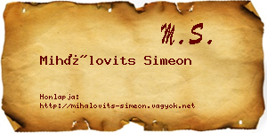 Mihálovits Simeon névjegykártya